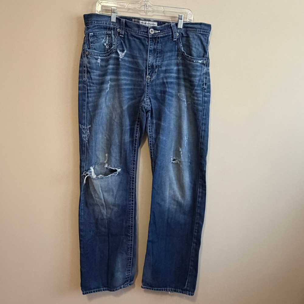 BKE Tyler Straight Jeans Men's 36R Distressed Medium Wash Straight Leg Denim